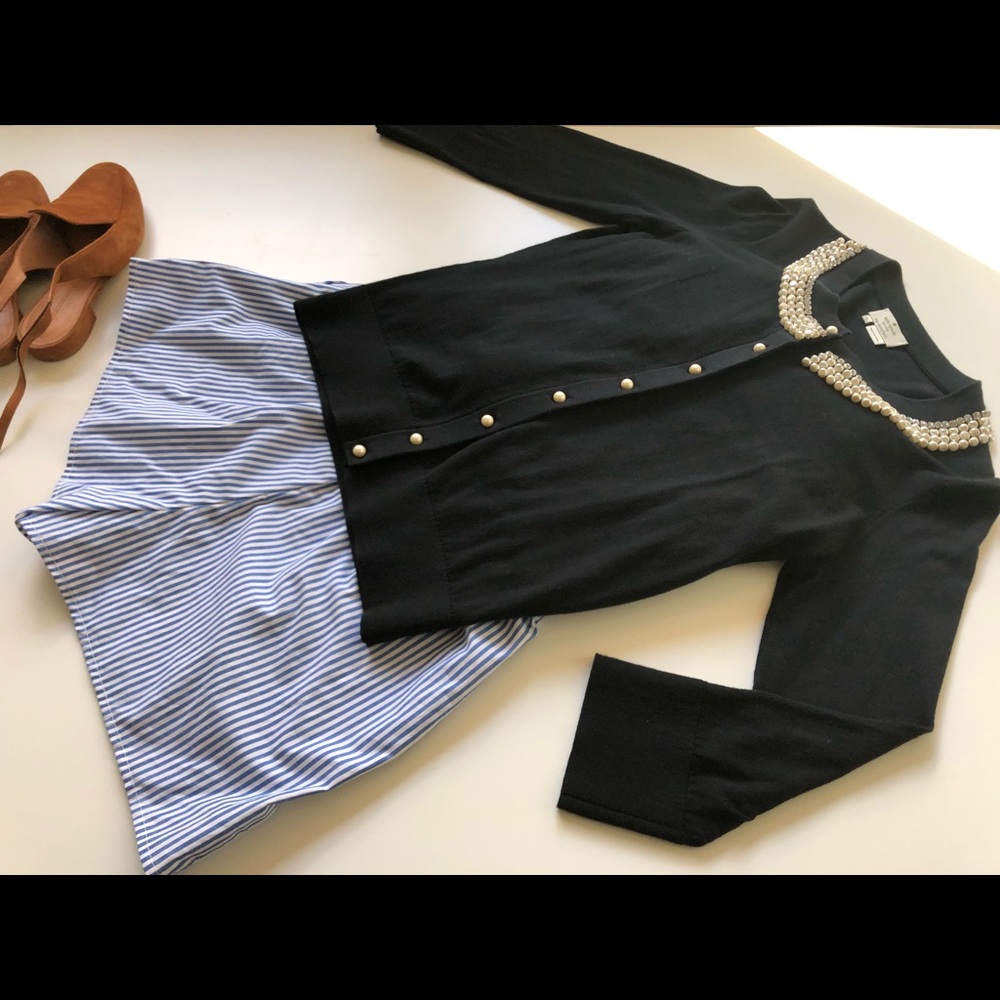 Kate Spade 4/3 sleeve sweater w/ pearl buttons